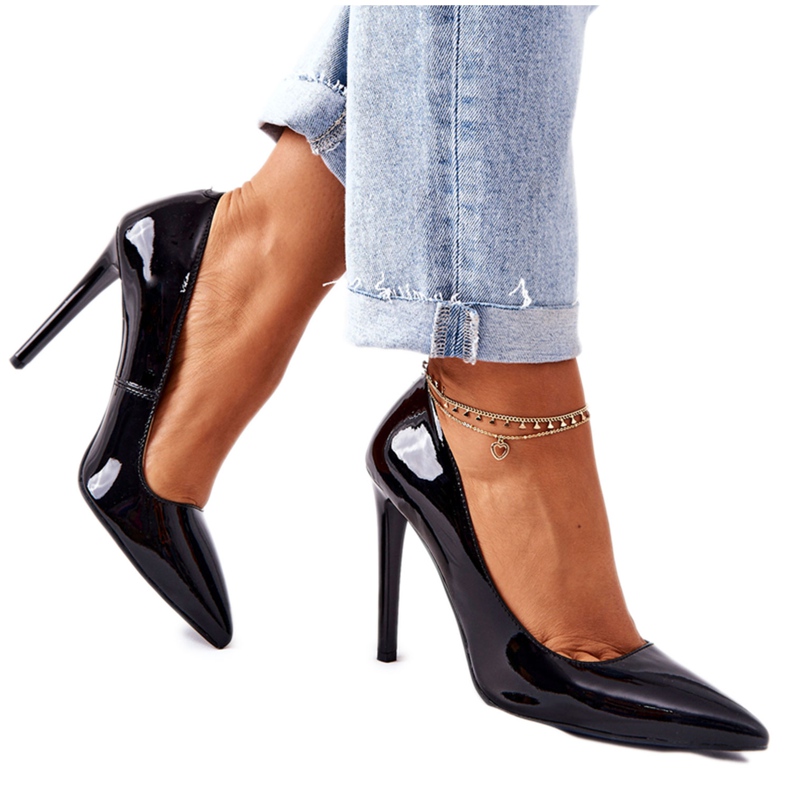 Tocuri înalte lăcuite în Spitz Monnari 0220-020 Negru