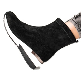 Goodin Cizme cu pană din piele negru Goodin Cizme cu pană din piele negru
