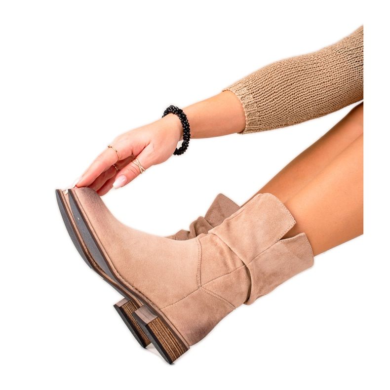 Evento Cizme de cowboy din piele de căprioară bej