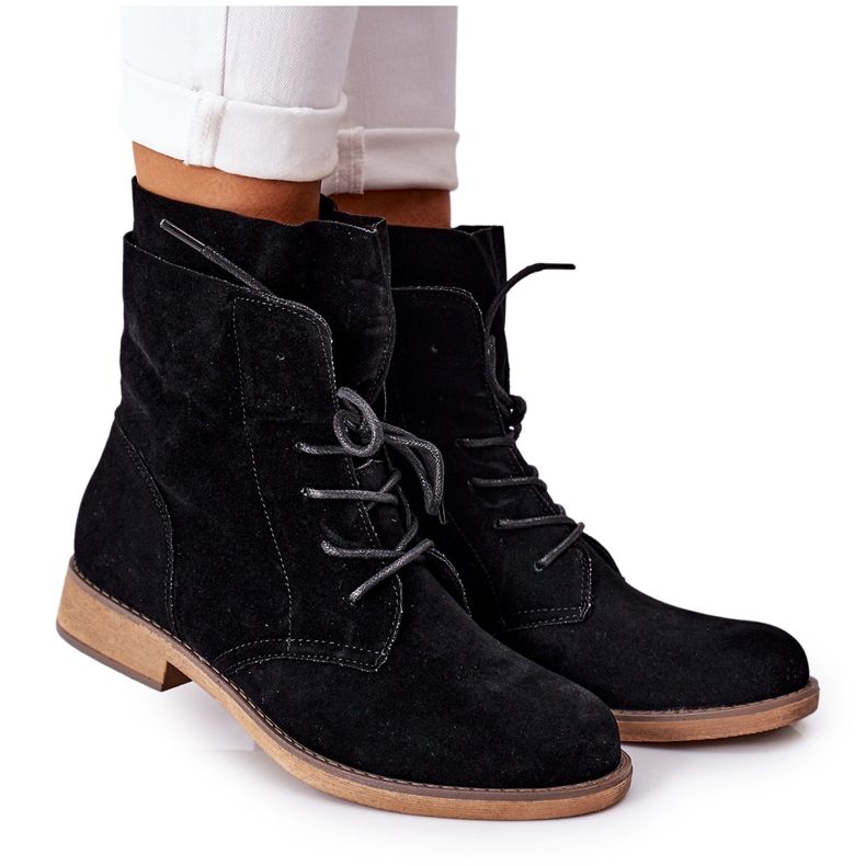 PS1 Cizme negre Violetta negre cu partea superioară dublă negru