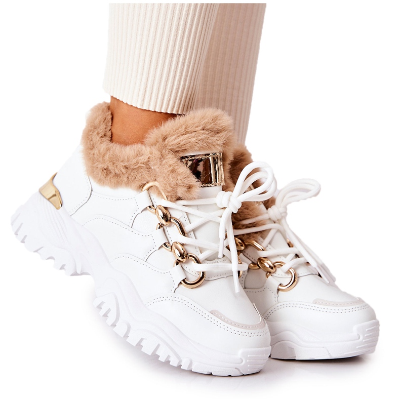 PM1 Pantofi sport din piele izolată alb lucios