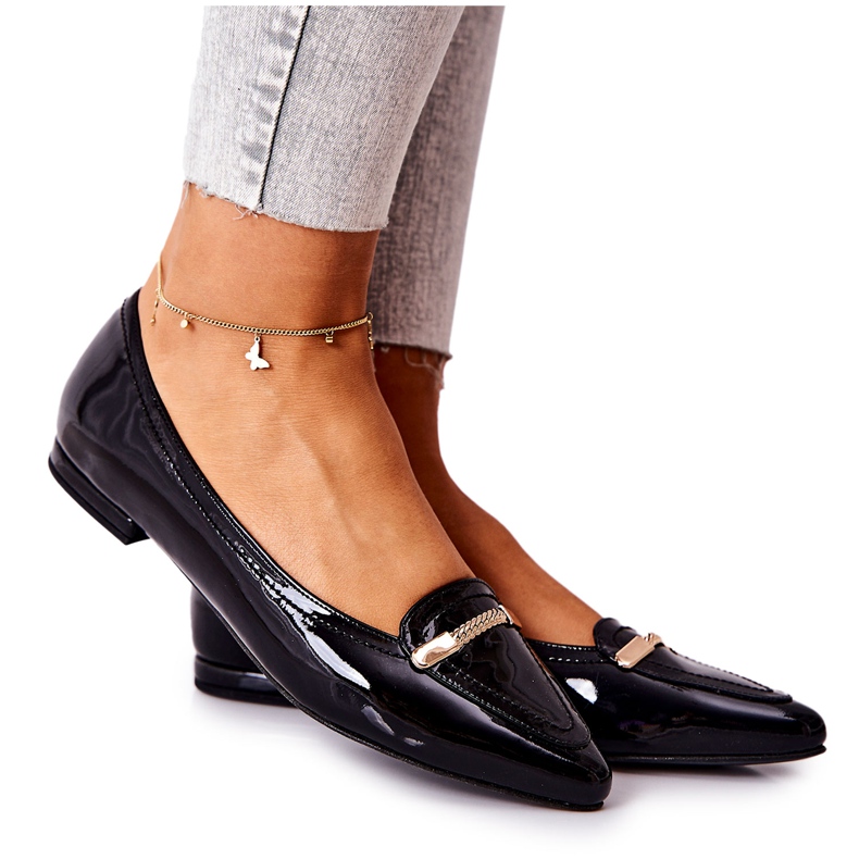 Balerini Monnari Piele Lăcuită 0160-020 Negru