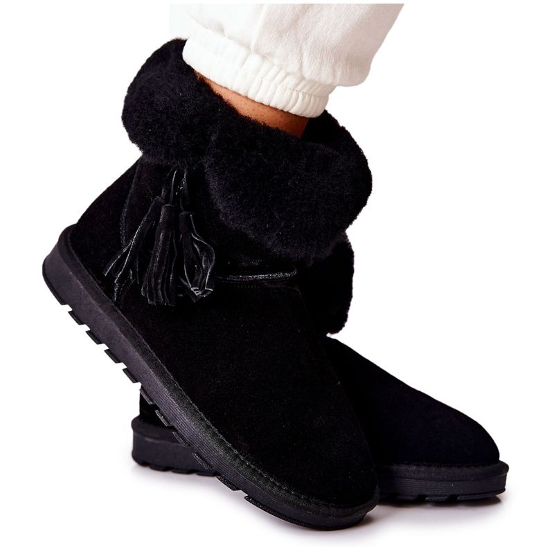 FS1 Mukluki Cizme de zapada calduroase Franjuri Negru Sorella FS1 Mukluki Cizme de zapada calduroase Franjuri Negru Sorella