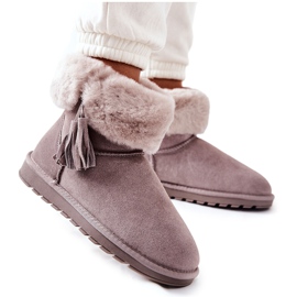 FS1 Cizme de zapada Mukluki Warm Fringe Grey Sorella gri