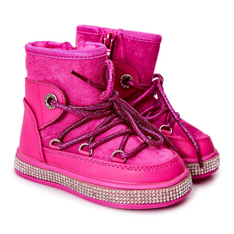FR1 Cizme De Zapada Copii Cu Zirconiu Cubic Wellma Fuchsia roz