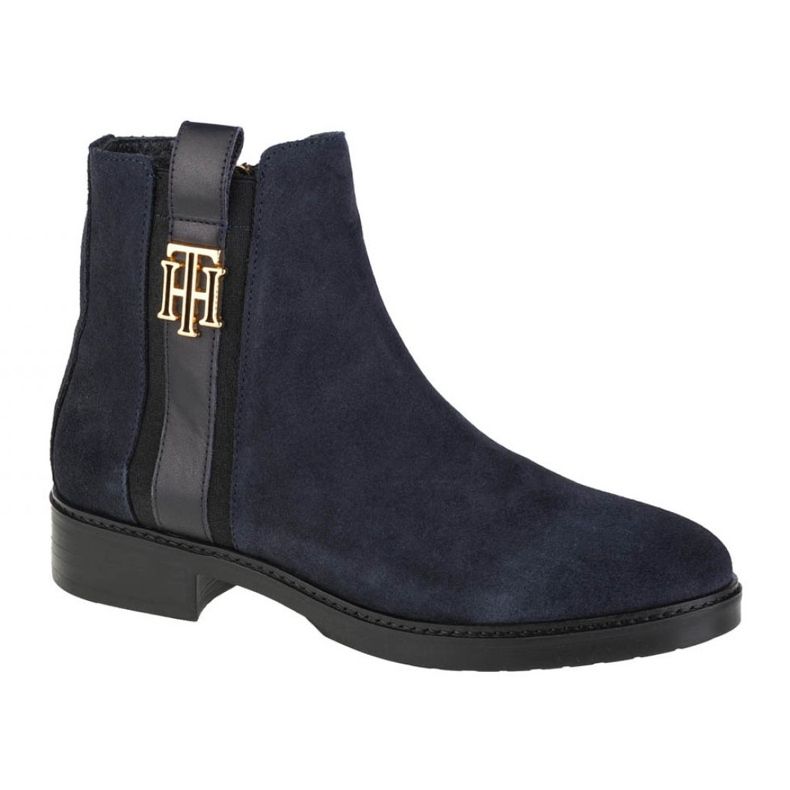 Cizme plate Tommy Hilfiger Interlock Suede W FW0FW05184-DW5 albastru marin
