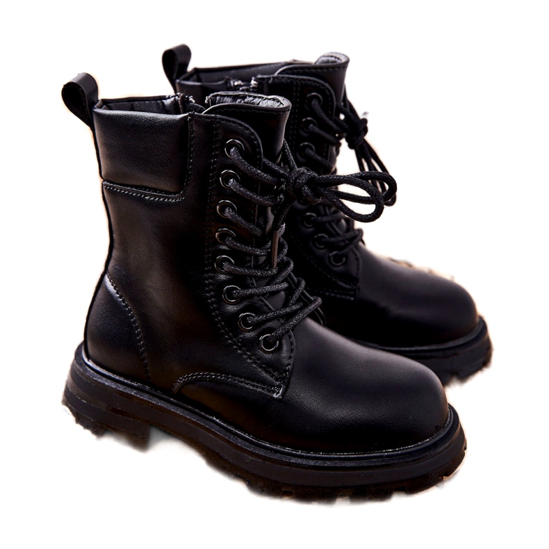 FR1 Cizme negre clasice pentru copii cu fermoar Clarika negru