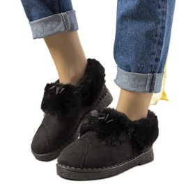 Papuci negri cu izolație din blană Valle negru Papuci negri cu izolație din blană Valle negru