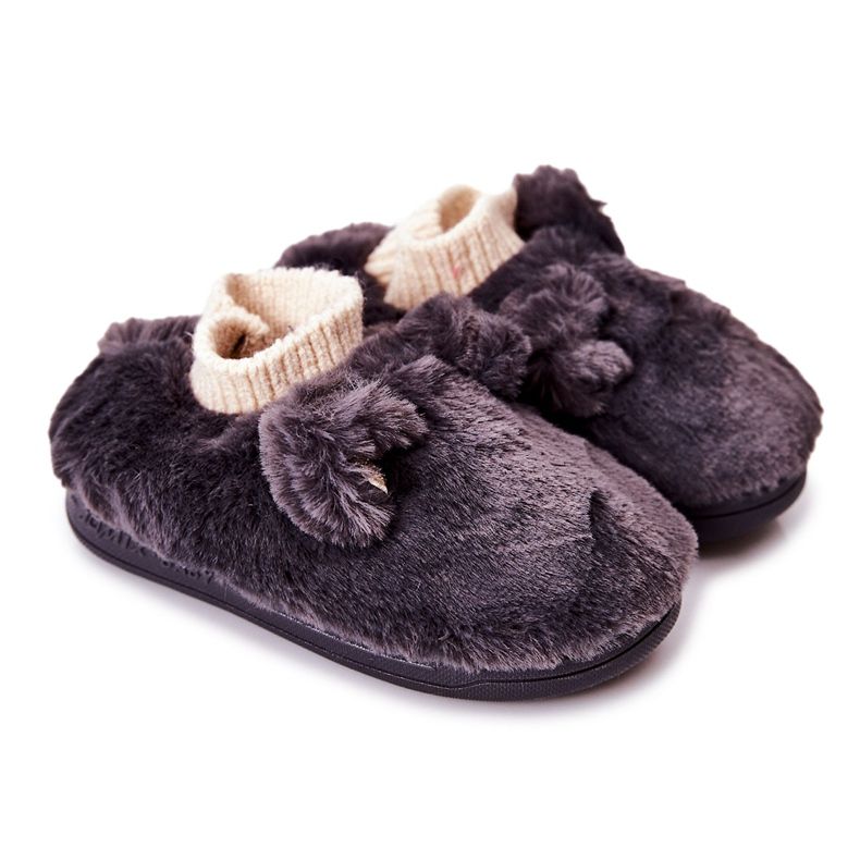 Papuci Calzi Cu Dessi Gri Inchis Cu nervuri Papuci Calzi Cu Dessi Gri Inchis Cu nervuri