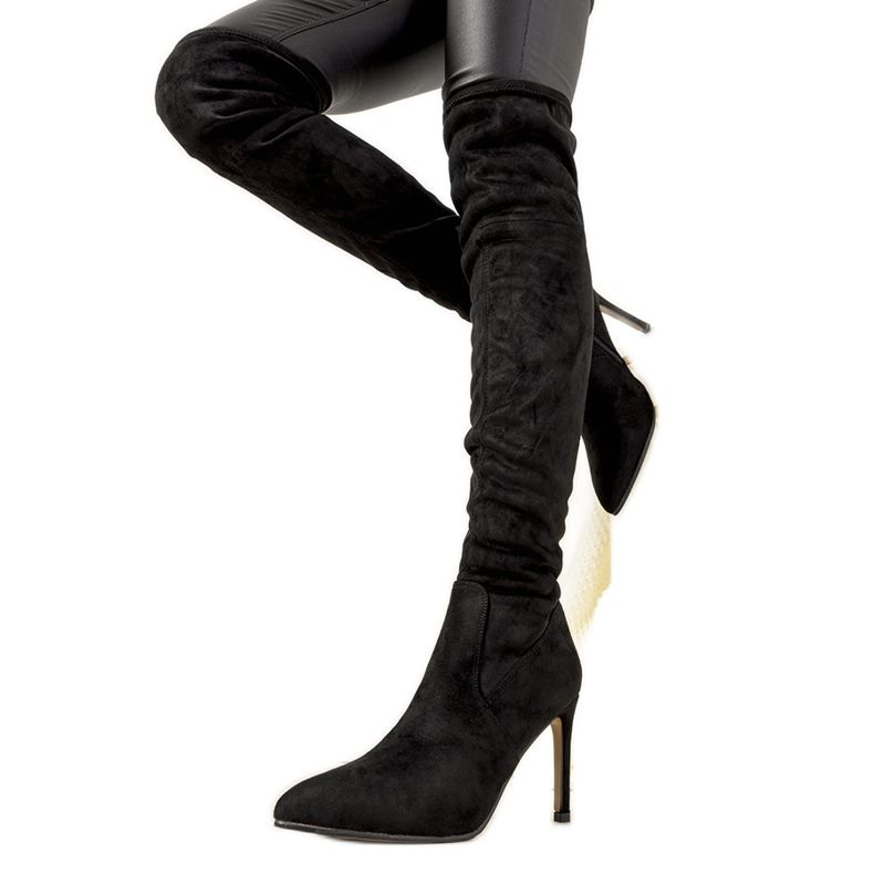 Cizme stiletto izolate cu Aloe negre de dama negru