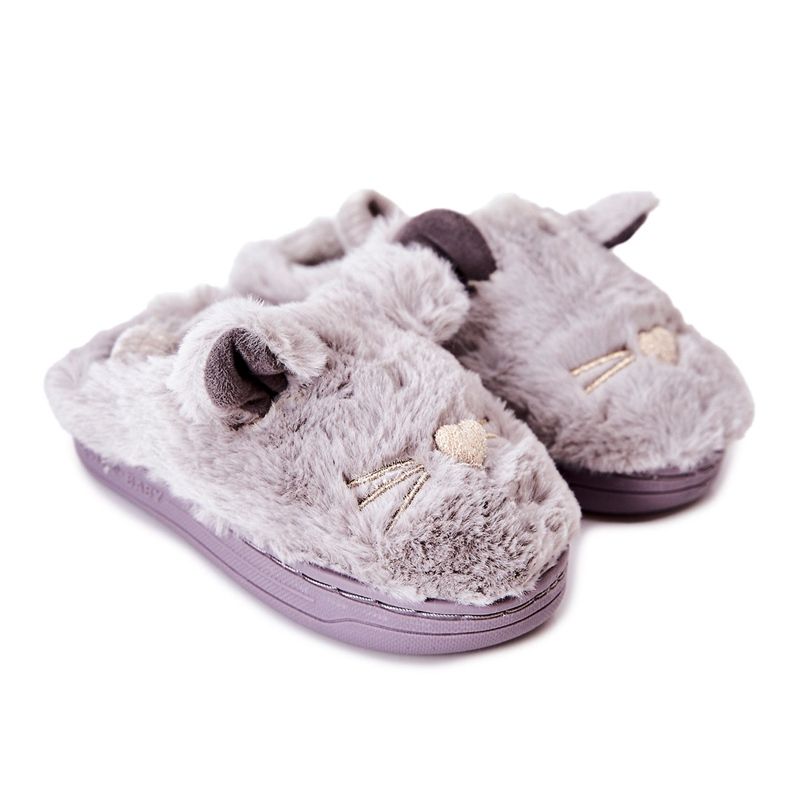 WJ1 Papuci Copii Pisici Cu Urechi Tammy Gri