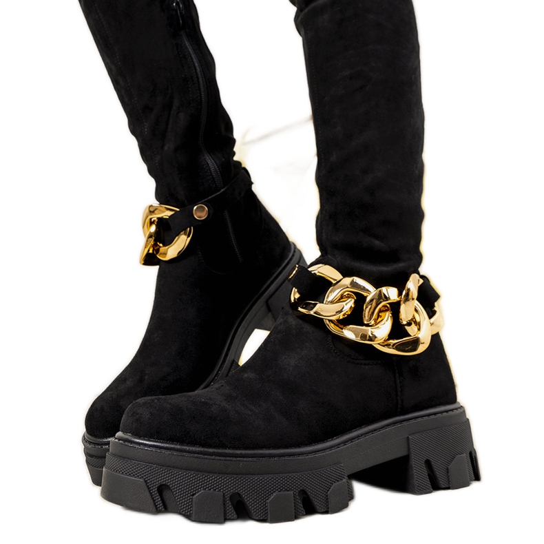 Cizme negre pe talpa groasa Alines negru