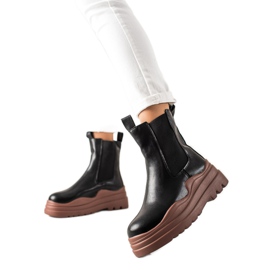 TRENDI Cizme Chelsea pe platforma modei negru