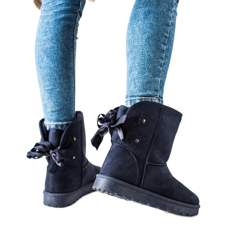 TRENDI Mukluki cu un arc albastru marin