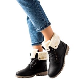 TRENDI Cizme negre cu tija rulată negru TRENDI Cizme negre cu tija rulată negru