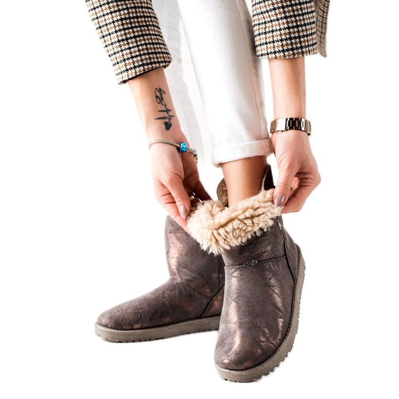 Evento Mukluki cu sclipici maro Evento Mukluki cu sclipici maro