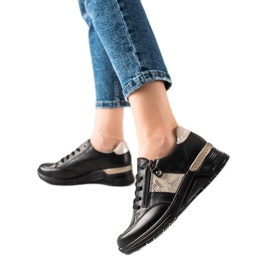 Evento Adidași din piele cu fermoar decorativ bej negru