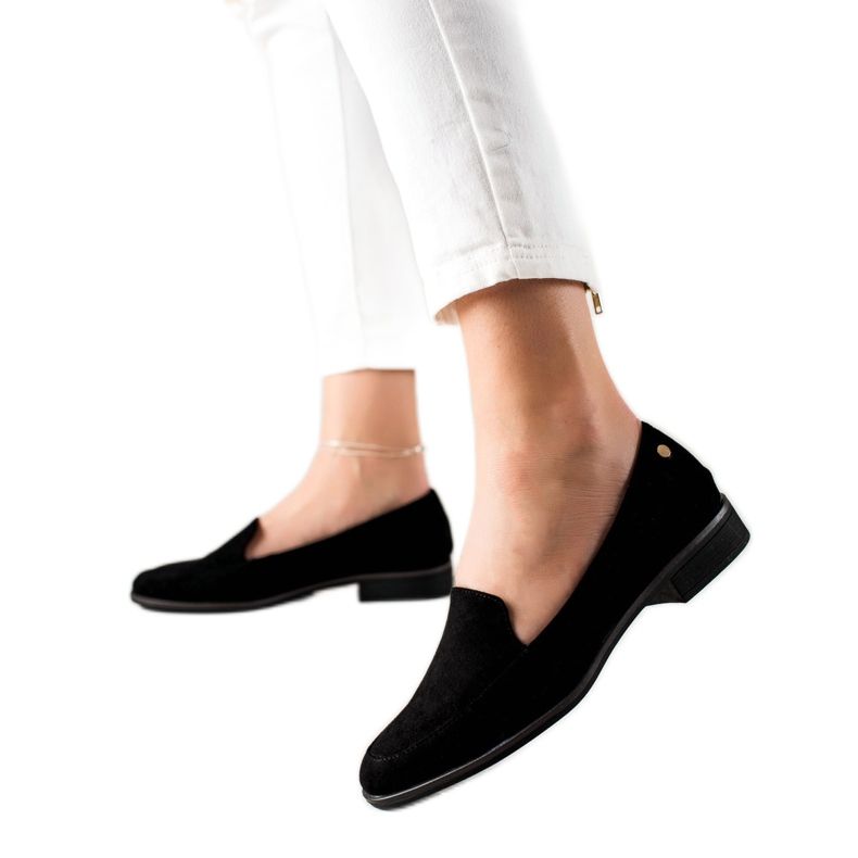 M.Daszyński Mocasini eleganți din piele de căprioară negru