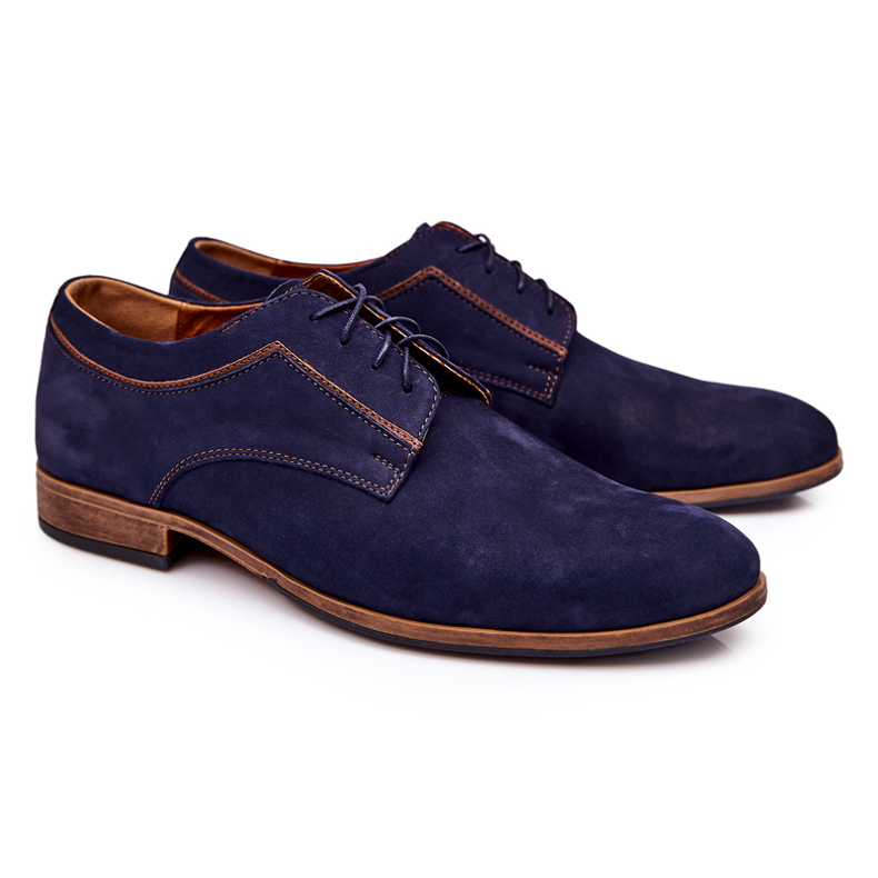 Bednarek Polish Shoes Pantofi din piele Nubuck Bednarek 684 Bleumarin maro albastru marin
