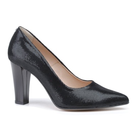 Marco Shoes Pompi negri din piele camois lustruita negru Marco Shoes Pompi negri din piele camois lustruita negru