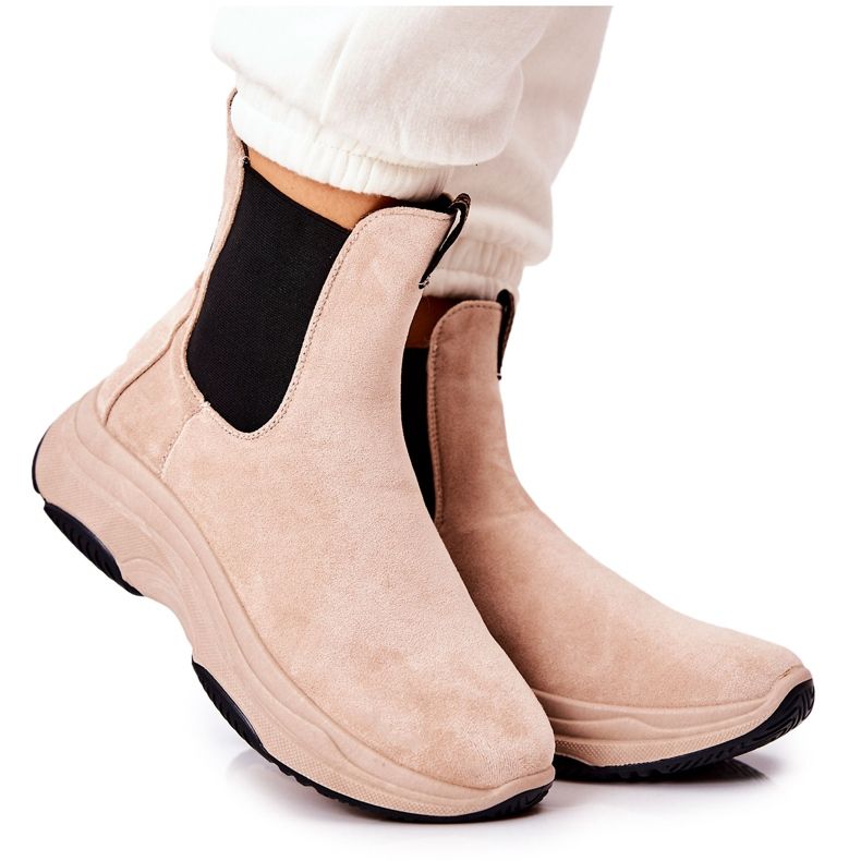 WS1 Cizme cu platforma piele intoarsa Bej Nicci