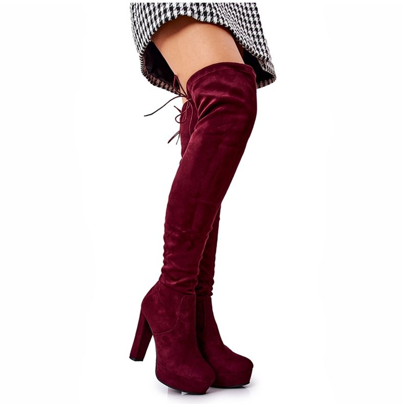 WS1 Cizme din piele intoarsa cu toc Bordeaux Minesa roșu WS1 Cizme din piele intoarsa cu toc Bordeaux Minesa roșu