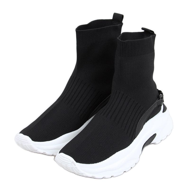 Gina Botine negre cu șosete negru Gina Botine negre cu șosete negru