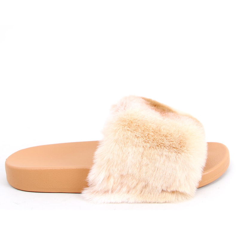 Papuci cu blană ombre Emy Camel bej maro