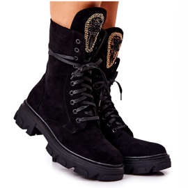 PL4 Cizme negre din piele intoarsa cu ornamente Elaina negru PL4 Cizme negre din piele intoarsa cu ornamente Elaina negru