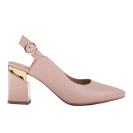 Marco Shoes Pompe bej cu inserție de toc auriu roz Marco Shoes Pompe bej cu inserție de toc auriu roz