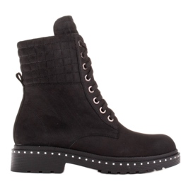 Marco Shoes Botine din nubuc cu șireturi negru Marco Shoes Botine din nubuc cu șireturi negru