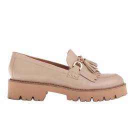 Marco Shoes Mocasini cu lanț de aur pe talpă ușoară bej Marco Shoes Mocasini cu lanț de aur pe talpă ușoară bej