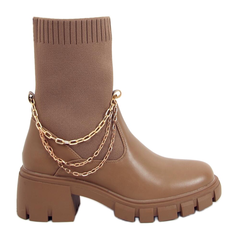 Cizme șosete Mona Khaki bej Cizme șosete Mona Khaki bej