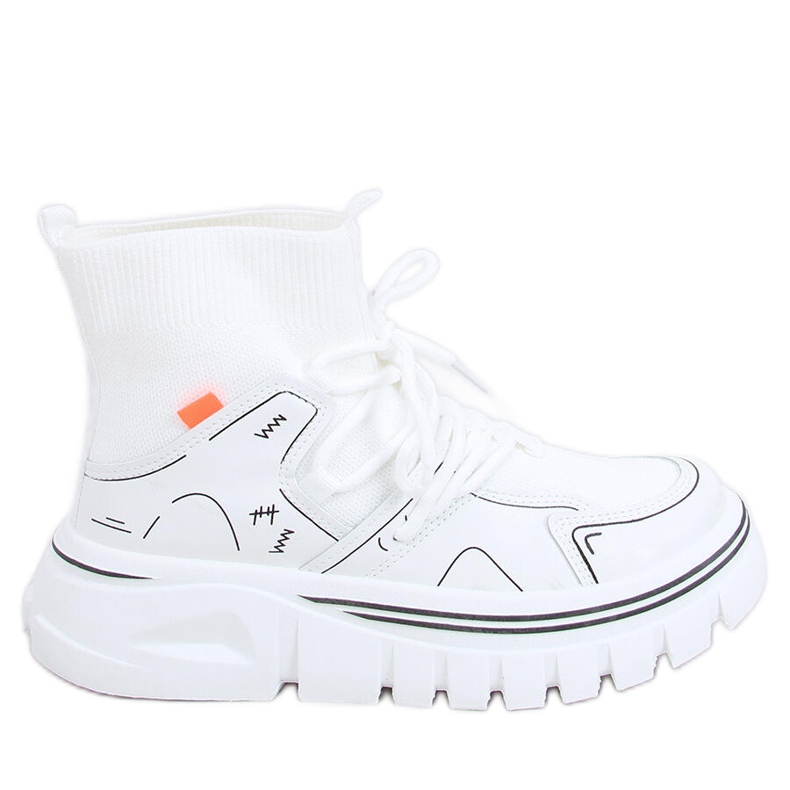 Pantofi sport cu șosetă Malin White alb