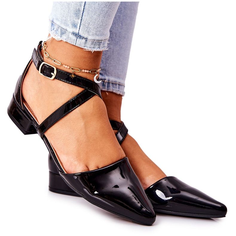 WS1 Patent Black Giovanna Low Tocs Pumps negru