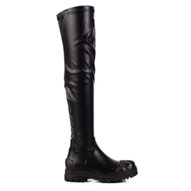 Diamantique Cizme înalte cu piele ecologică negru Diamantique Cizme înalte cu piele ecologică negru