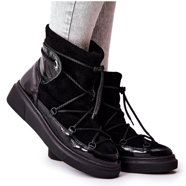 PF1 Cizme de zapada din piele intoarsa calduroasa Clarem Neagra negru