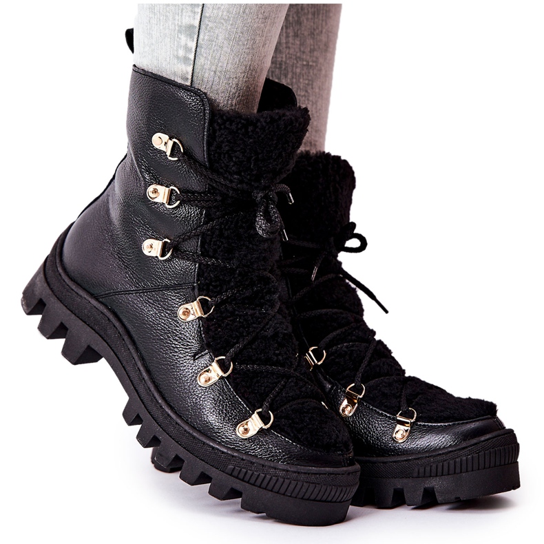 PF1 Cizme din piele caldă Negru Cateline Trappers