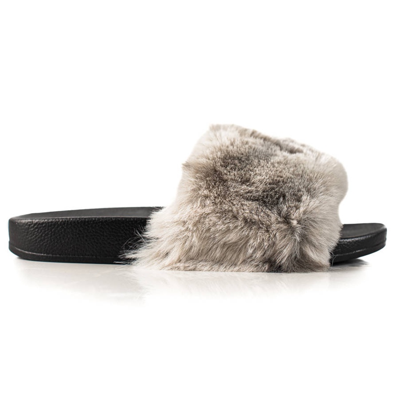 TRENDI Papuci Cu Blana gri