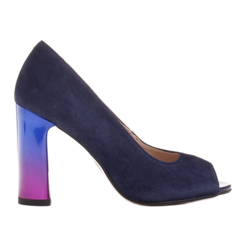 Marco Shoes Pompe 1100P bleumarin cu toc multicolor albastru marin