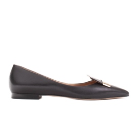 Marco Shoes Balerini cu limbă decorativă negru Marco Shoes Balerini cu limbă decorativă negru