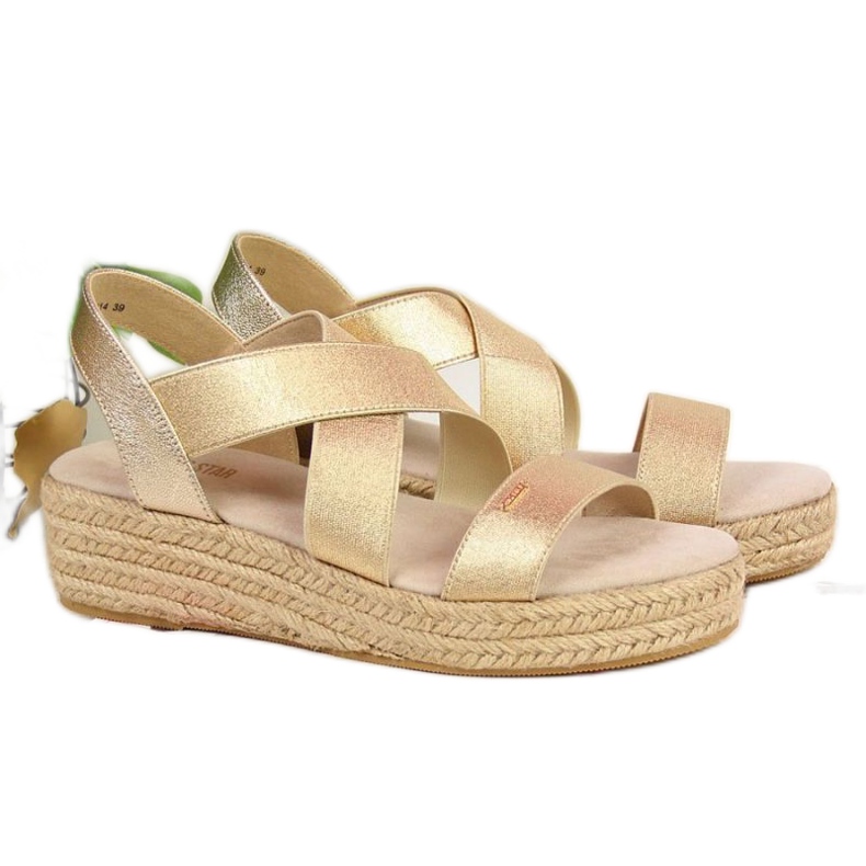 Sandale espadrile pe platforma Big Star W HH274414 aurie de aur