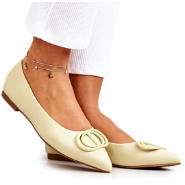 PS1 Balerini din piele în Spitz verde strălucitor al lui Rachelle galben