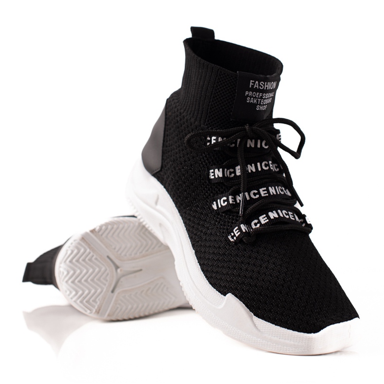 TRENDI Adidași din material textil ușor negru