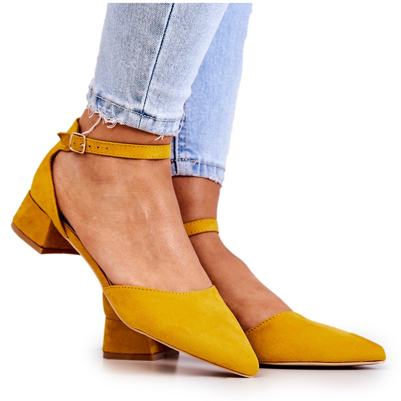 WS1 Pompe din piele intoarsa in calliope galben Spitz WS1 Pompe din piele intoarsa in calliope galben Spitz