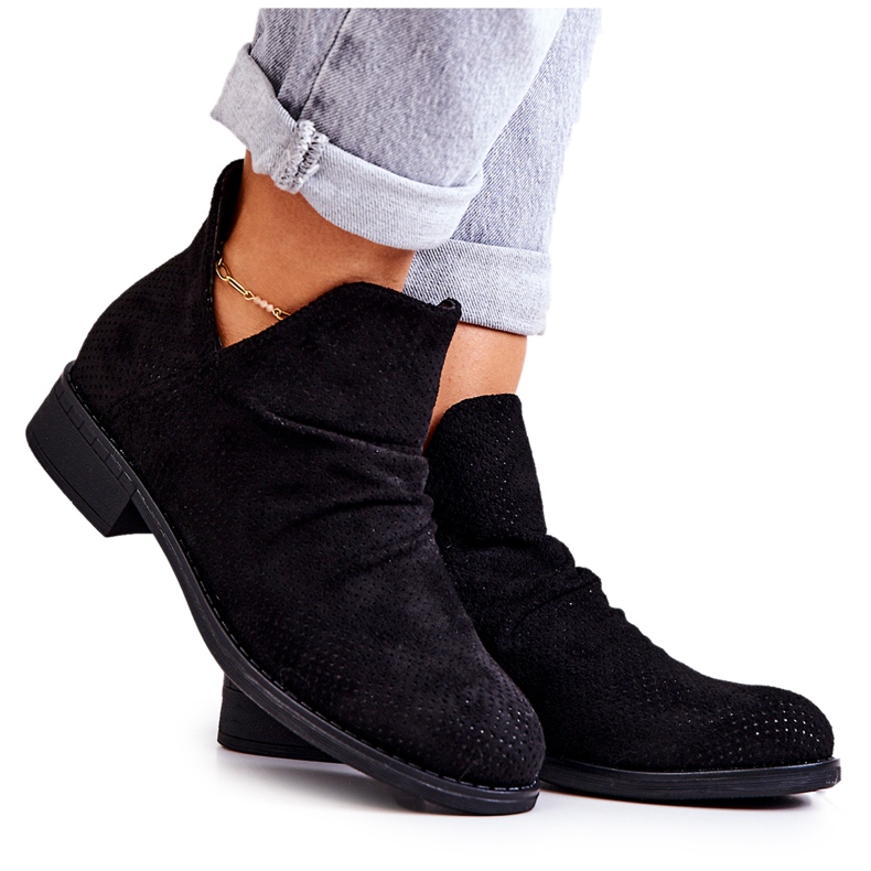 PS1 Cizme șifonate ajurate Cynthia Neagră negru