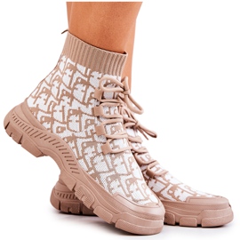 FM1 Pantofi sport Kandice Socks bej și alb FM1 Pantofi sport Kandice Socks bej și alb