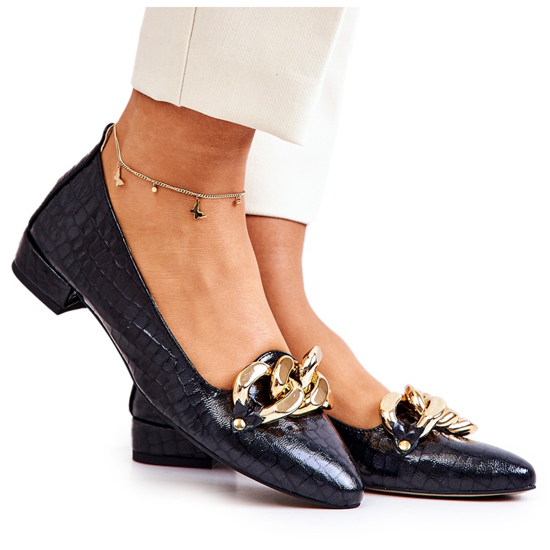 PA2 Pompe din piele cu șarpe negru Elissabeth