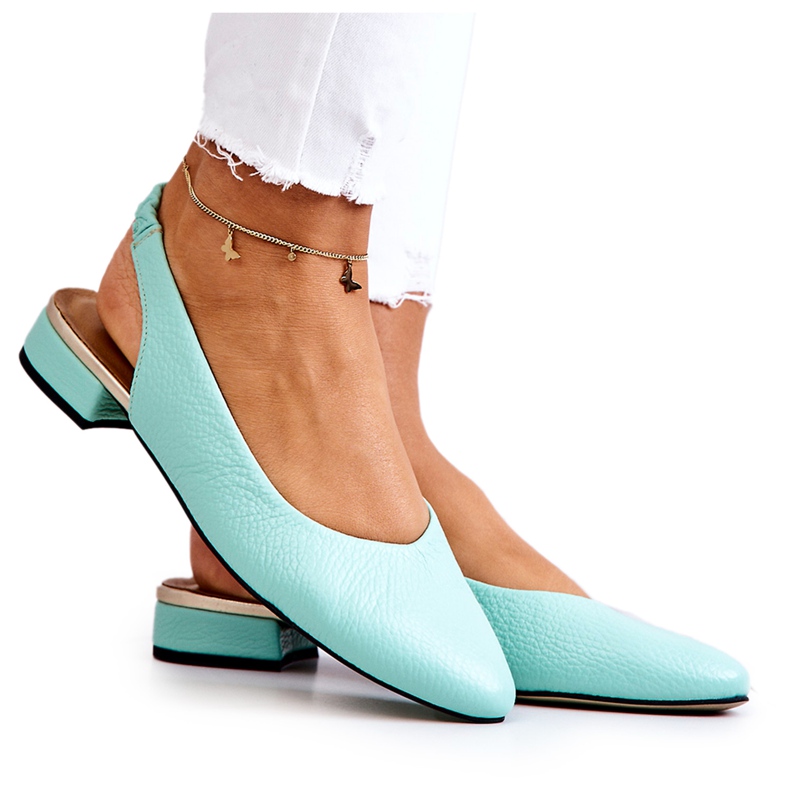 PA2 Piele Outdoor Verde Noreen Balerina Tocuri Înalte