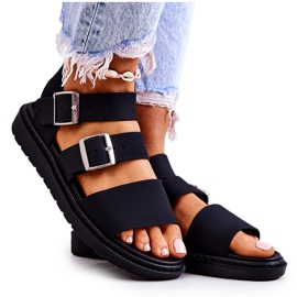 FM1 Sandale negre cu cataramă Reese negru FM1 Sandale negre cu cataramă Reese negru